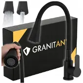 Granitan - Küchenarmatur - Spültischarmatur - 2 Strahlarten - Keramikkartusche - Schwarz - Messing - FLEXO
