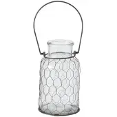 Boltze Vase Carter Glas Metallgeflecht klar Hängen H.26 cm