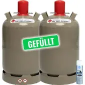 BlueCraft 2x 11 kg Gasflasche grau Propan ungefüllt für Gasgrill, Heiz-Geräte, Abflammger...