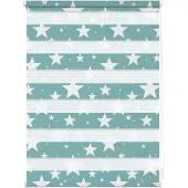 Lichtblick Duo Rollo Klemmfix, ohne Bohren, blickdicht, Sterne Petrol, 45 cm x 150 cm (B x L)