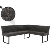 Mendler Eckbank MCW-O82, Esszimmerbank Bank, (310g/m²) Chenille Stoff/Textil Metall 159x210cm dunkelgrau
