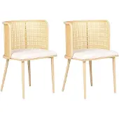 Beliani Stühle 2er Set Hellbeige / Holzoptik aus Metall Wiener Geflecht Retro Stil Modern für Esszimmer Küche