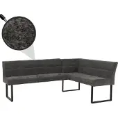 Mendler Eckbank MCW-O81, Esszimmerbank Bank, (310g/m²) Chenille Stoff/Textil Metall 210x159 dunkelgrau