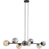 LINDBY Pendelleuchte Isamer, rauchgrau/amber, 130 cm, Kugel