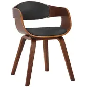 DELUKE Besucherstuhl LONDON 73x49x46cm Walnuss/Schwarz Kunstleder Holz Gestell Konferenzstuhl Wartezimmerstuhl