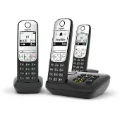 Gigaset A690A, Analoges/DECT-Telefon, Kabelloses Mobilteil, Freisprecheinrichtung, 100 Eintragungen, Anrufer-Identifikation, Schwarz