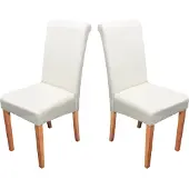 Mendler 2er-Set Esszimmerstuhl Stuhl Küchenstuhl Lecce II, Leder creme, helle Beine