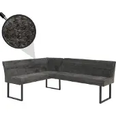 Mendler Eckbank MCW-O81, Esszimmerbank Bank, (310g/m²) Chenille Stoff/Textil Metall 159x210cm dunkelgrau