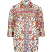 Apricot Satinbluse "Satinhemd mit Blumenmuster" Bedruckt