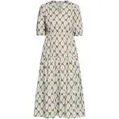 Cartoon Casual-Kleid tailliert in Khaki/Blau | Gr.: 40