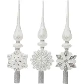 Christmas Decoration Christbaumspitze Glas Schneeflocke 35cm 1 Stück sortiert - Weiß
