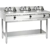 Bartscher Gas-Wokherd mit 3 Kochstellen, Wokringaufsatz Ø 290 mm, 34,5 kW, 1500 mm breit