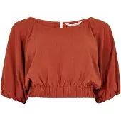Apricot Klassische Bluse "Crop-Top" mit Ballonärmeln