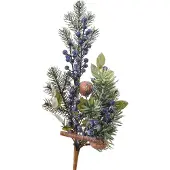 Christmas Decoration Künstlicher Tannenzweig 50cm mit blauen Beeren Grün / Blau