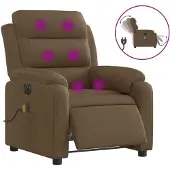 Syfax Massagesessel Elektrisch Braun Stoff