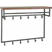 KAWOLA Garderobe ADELIA Nussbaum Metall Hutablage 12 Haken grau