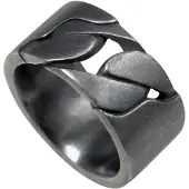 Cai Ring 925/- Sterling Silber ohne Stein Geschwärzt Weiß