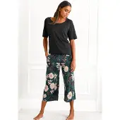 s.Oliver Capri-Pyjama Set, 2 tlg. mit geblümter 3/4-Culotte