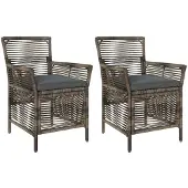 vidaXL Gartenstuhl 2 Stk. Grau und Dunkelgrau Poly-Rattan