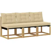 vidaXL 3 stk. Outdoor Mittelsofa Massivholz Akazie und Textilene Stoff