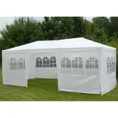 Huismerk Pavillon mit Seitenwänden 3 x 6 m Weiß