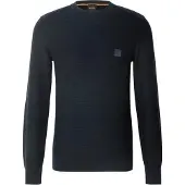 HUGO BOSS Strickpullover "Anion Cotton Cashmere" Rundhalsausschnitt, Regular Fit, BOSS-Label
