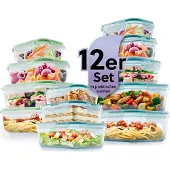 DS Produkte GOURMETmaxx Glas-Frischhaltedosen Klick-it 12er Set für Spülmaschinen Mikrowellen und Gefrierschrank Deckel 4-fach-Klick-Verschluss smaragd+limegreen