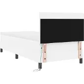 vidaXL Boxspringbett mit LED-Lichtleisten Weiß 100 x 200 cm Kunstleder
