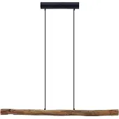 LINDBY LED-Hängeleuchte Nekala, schwarz, Holz, Länge 120cm