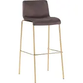 CLP Barhocker Hoover Samt Vierfußgestell Gold, Farbe:braun