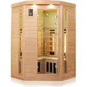 Dewello Infrarotkabine Infrarotsauna LAKEFIELD 3 120cm x 120cm inkl. Vollspektrumstrahler, Bodenstrahler