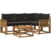 vidaXL Outdoor-Sofagarnitur 5 stk. Natürlich und Schwarz