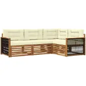 vidaXL Outdoor-Sofagarnitur mit Kissen 4 pcs Natur und Creme