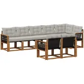 vidaXL Outdoor-Sofagarnitur mit Kissen 8 pcs Natürlich und Hellgrau