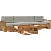 vidaXL Outdoor-Sofagarnitur 5 stk. Natürlich und Hellgrau