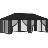 Syfax Pavillon mit Seitenwänden 6 x 3 m Schwarz Polyester und Stahl