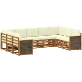 vidaXL Outdoor-Sofagarnitur 7 stk. Natur und Creme