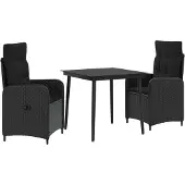 vidaXL Sofa-Tischset mit Kissen mit Kissen 3 pcs Schwarz