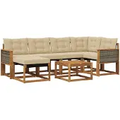 vidaXL Outdoor-Sofagarnitur 7 stk. Natur und Beige