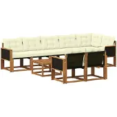 vidaXL Outdoor-Sofagarnitur 9 stk. Natur und Creme