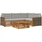 vidaXL Outdoor-Sofagarnitur 5 Stk. Natürlich und Hellgrau
