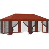 Syfax Garten Pavillon mit Seitenwänden 6 x 3 m Terrakotta