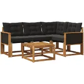 vidaXL Outdoor-Sofagarnitur 5 stk. Natürlich und Schwarz