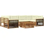 vidaXL Outdoor-Sofagarnitur 7 stk. Natur und Creme