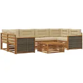 vidaXL Outdoor-Sofagarnitur 7 stk. Natur und Beige