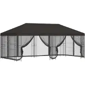 Syfax Pavillon mit Seitenwänden 6 x 3 m Anthrazit Polyester und Stahl