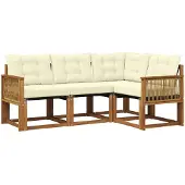 vidaXL Outdoor-Sofagarnitur 4 stk. Natur und Creme