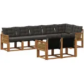 vidaXL Outdoor-Sofagarnitur 8 stk. Natürlich und Schwarz