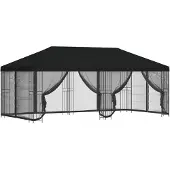 Syfax Pavillon mit Seitenwänden 6 x 3 m Schwarz Polyester und Stahl