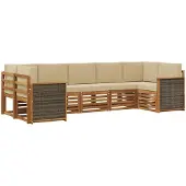 vidaXL Outdoor-Sofagarnitur 6 stk. Natur